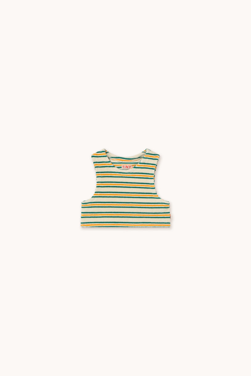 Tiny Cottons Stripes Multicolor Sleeveless Tee Light Cream