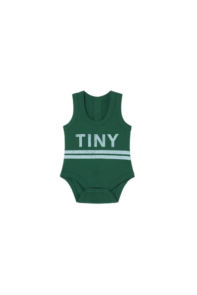 Tiny Cottons Stripes Sleeveless Logo Body Dark Emerald