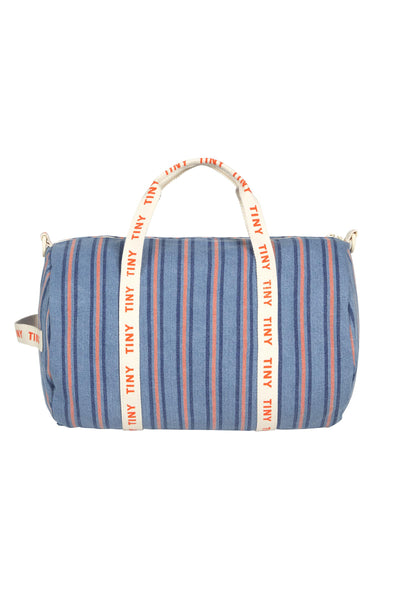 Tiny Cottons Stripes Denim Duffle Bag Light Blue Denim