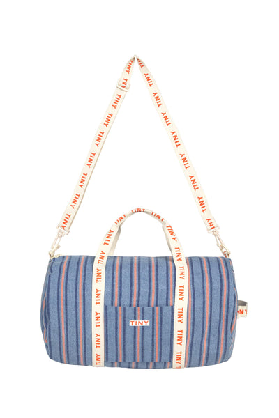 Tiny Cottons Stripes Denim Duffle Bag Light Blue Denim