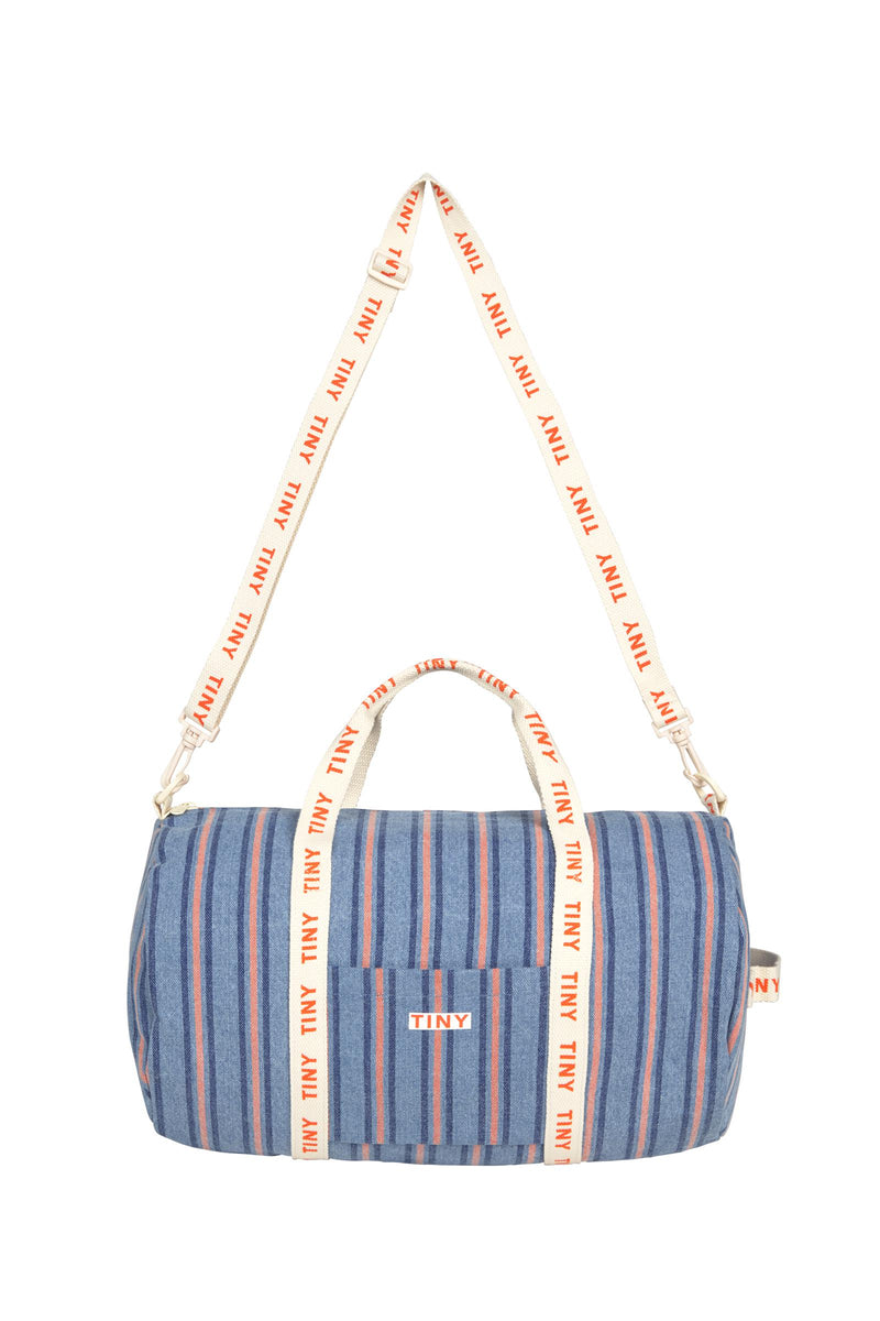 Tiny Cottons Stripes Denim Duffle Bag Light Blue Denim