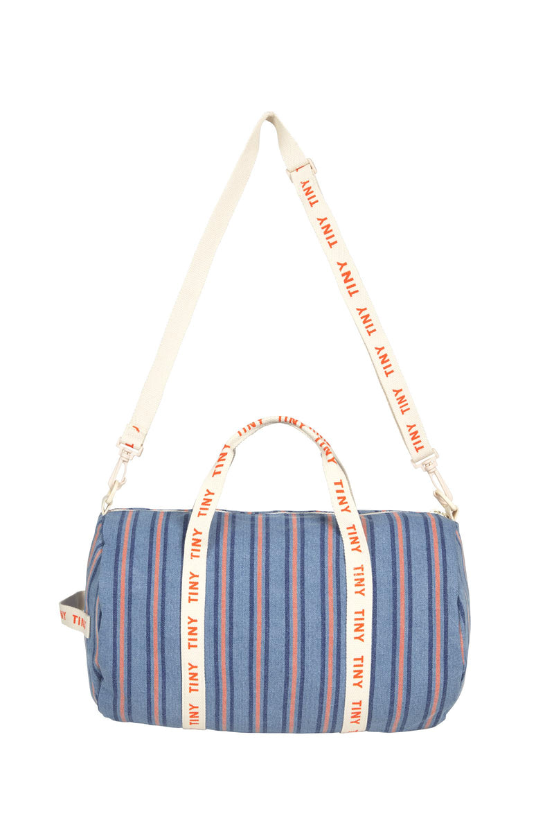 Tiny Cottons Stripes Denim Duffle Bag Light Blue Denim