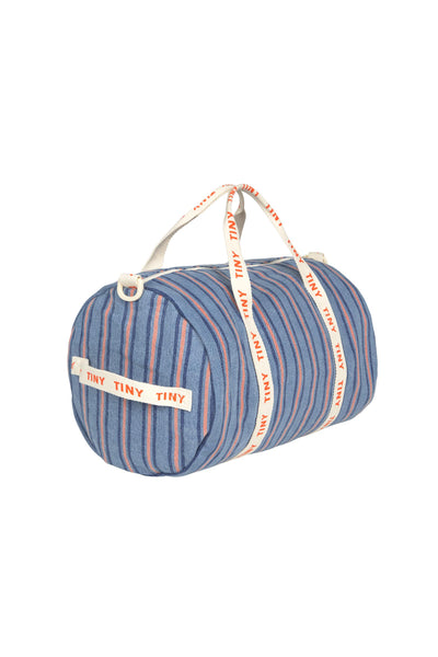 Tiny Cottons Stripes Denim Duffle Bag Light Blue Denim