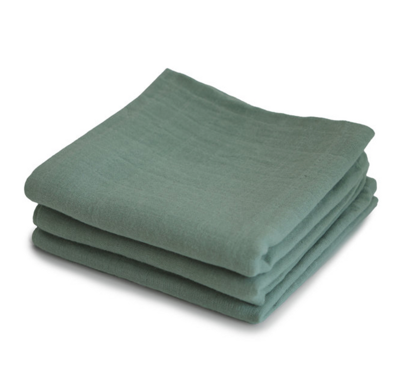 Mushie Muslin Cloth 3-pack Roman Green