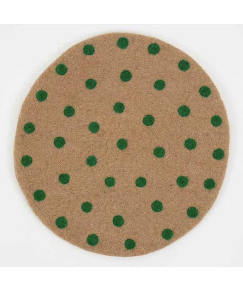 Afro Art Felt Dot Seat pad, green/beige