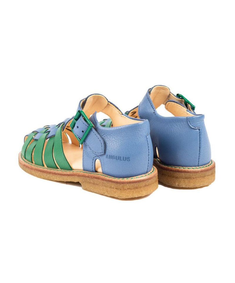 Angulus Braid Sandal Buckle Closure Bright Blue/Grass Green