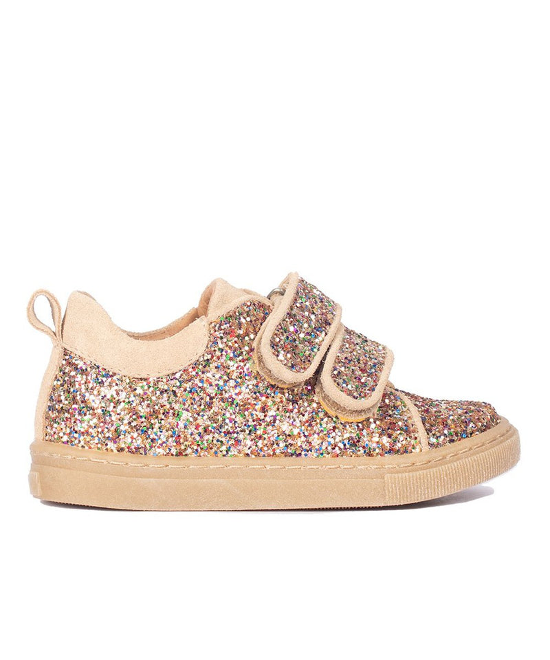 Angulus Sparkling glitter sneaker with suede trim Multi Glitter/Sand