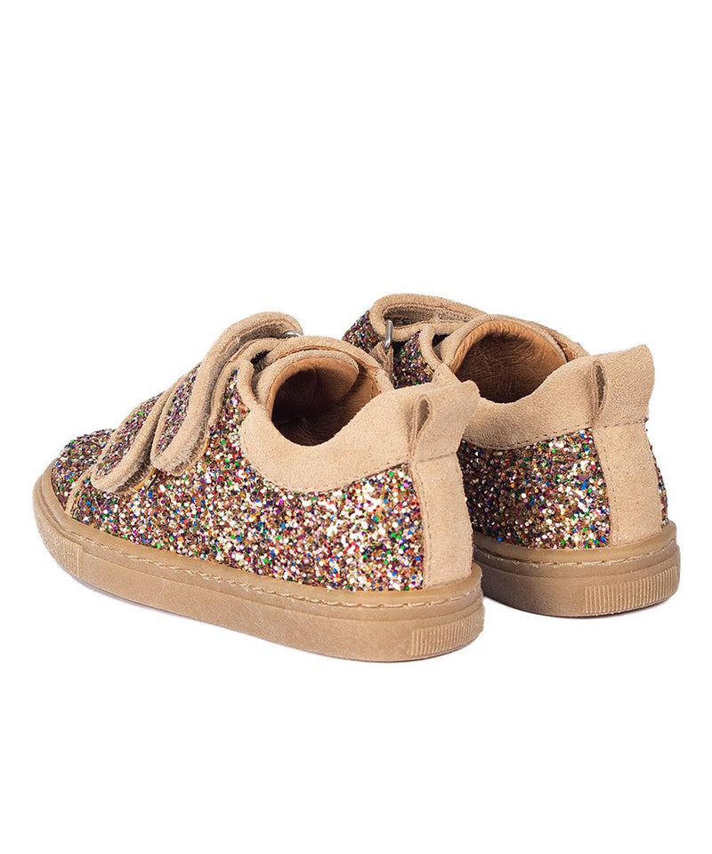 Angulus Sparkling glitter sneaker with suede trim Multi Glitter/Sand