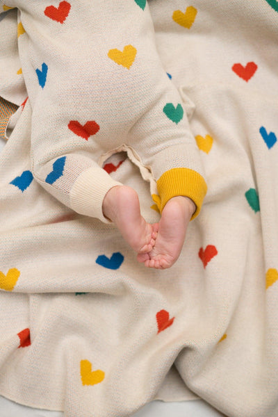 Bayiri Lovely Blanket Milk & Multicolor Hearts