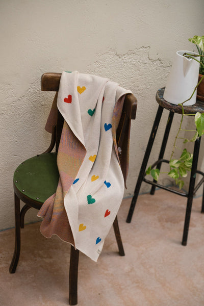 Bayiri Lovely Blanket Milk & Multicolor Hearts