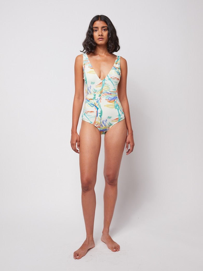 Bobo Choses ADULT Spring Landscape print rib V-neck Swimsuit