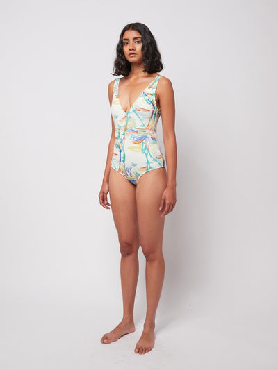 Bobo Choses ADULT Spring Landscape print rib V-neck Swimsuit