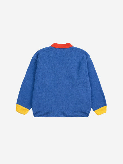 Bobo Choses Baby Color Block V-neck Cardigan Navy Blue