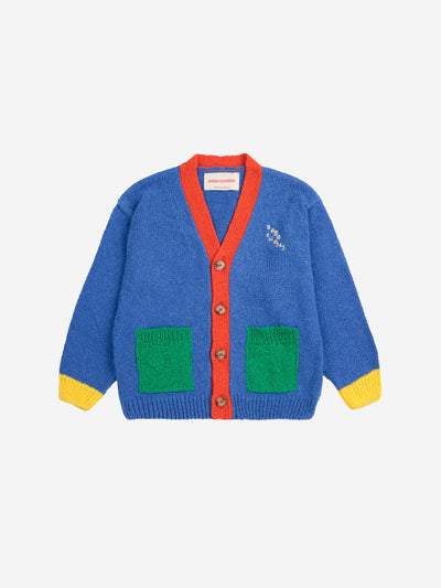 Bobo Choses Baby Color Block V-neck Cardigan Navy Blue