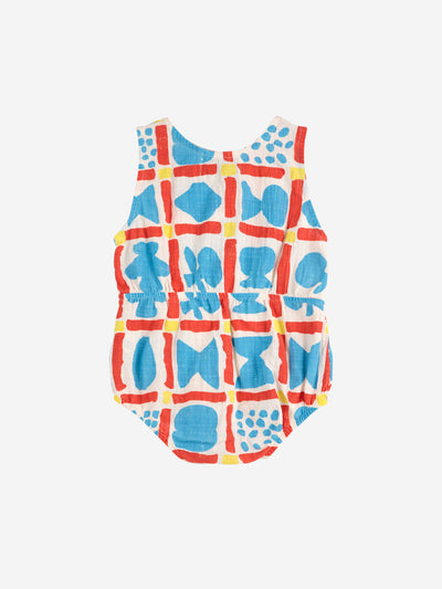 Bobo Choses Baby Geometric Game All Over Woven Romper Multicolor