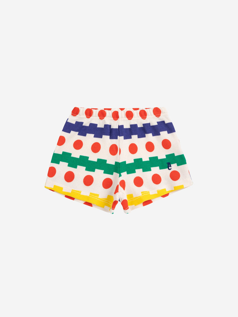 Bobo Choses Baby Geometrical All Over Waffle Shorts Offwhite