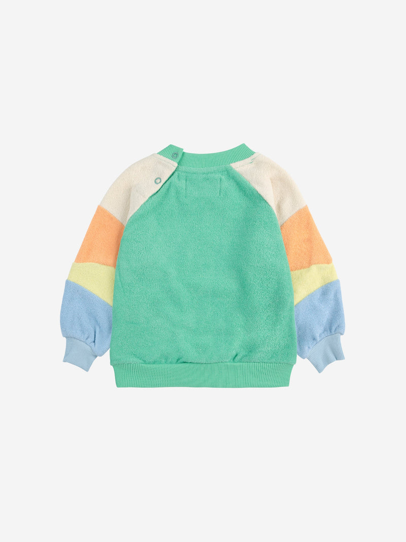 Bobo Choses Baby Green Color Block Terry Cloth Sweater