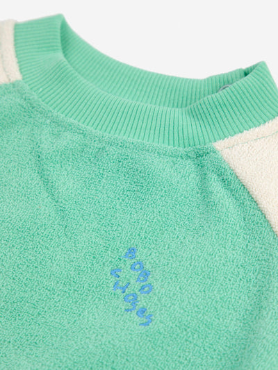 Bobo Choses Baby Green Color Block Terry Cloth Sweater