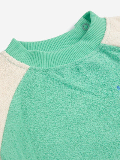 Bobo Choses Baby Green Color Block Terry Cloth Sweater