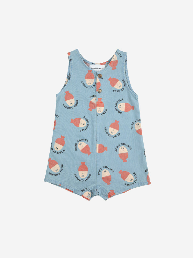 Bobo Choses Baby Morning Egg All Over Denim Playsuit Light Blue