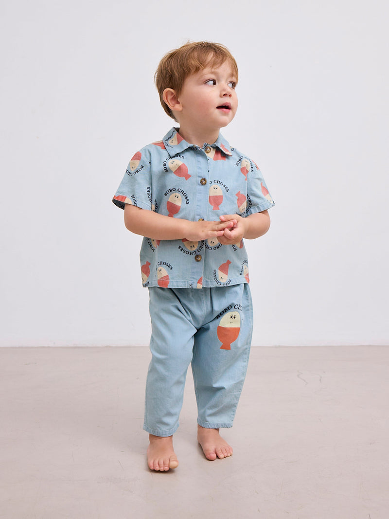 Bobo Choses Baby Morning Egg All Over Denim Shirt Light Blue