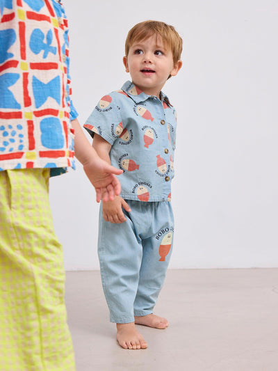 Bobo Choses Baby Morning Egg All Over Denim Shirt Light Blue