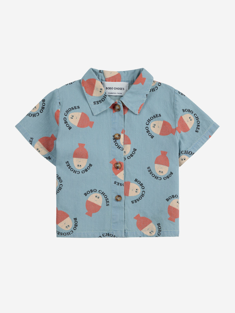 Bobo Choses Baby Morning Egg All Over Denim Shirt Light Blue