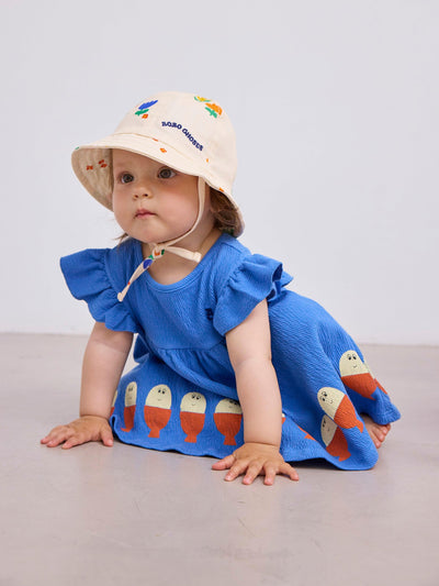 Bobo Choses Baby Morning Egg Ruffle Dress Blue