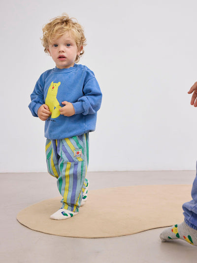 Bobo Choses Baby Multicolor Stripes Denim Pants Light Blue