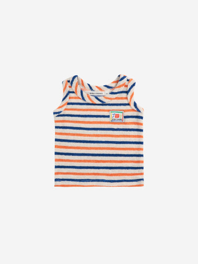 Bobo Choses Baby Smiling Striped Terry Cloth Tank Top Offwhite