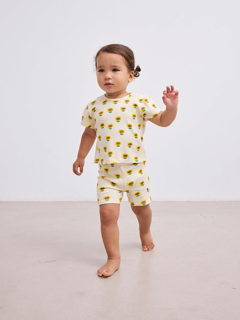 Bobo Choses Baby Sunflower All Over Short Legging Off-White