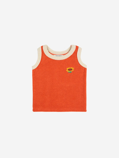 Bobo Choses Baby Sunflower Terry Cloth Tank Top Red