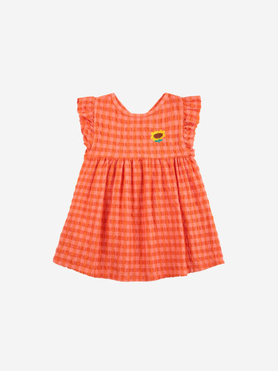 Bobo Choses Baby Vichy Woven Dress Orange