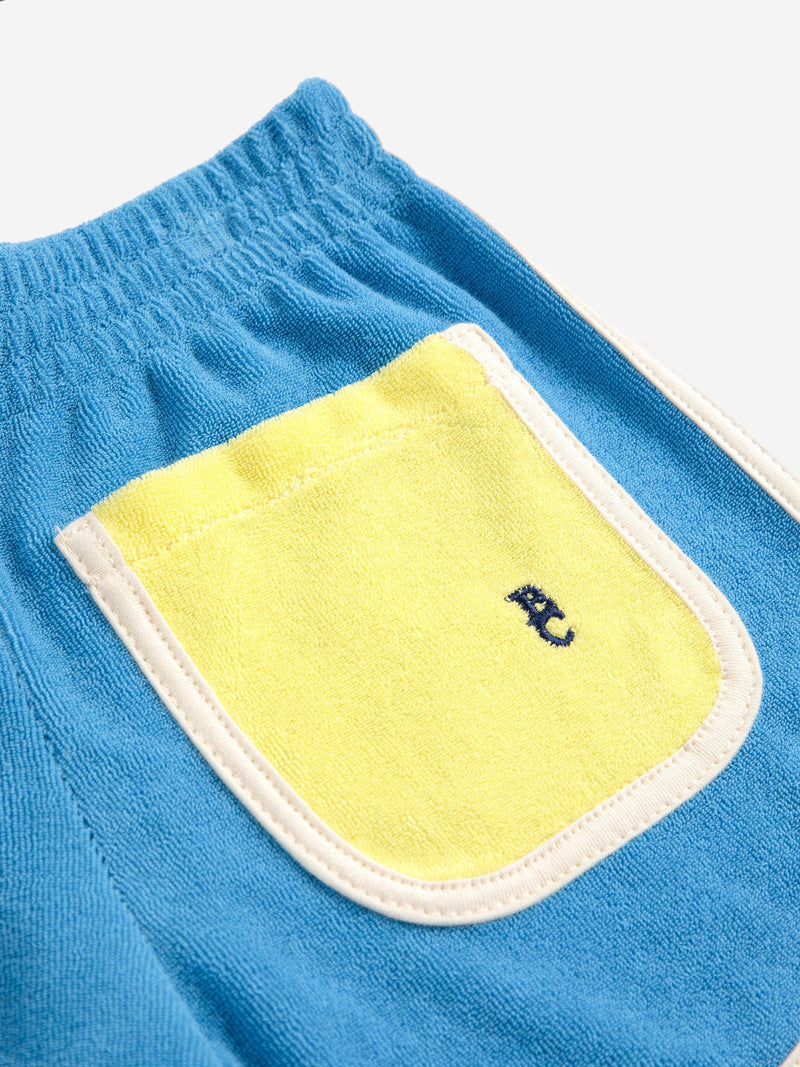 Bobo Choses Blue Color Block Terry Cloth Shorts