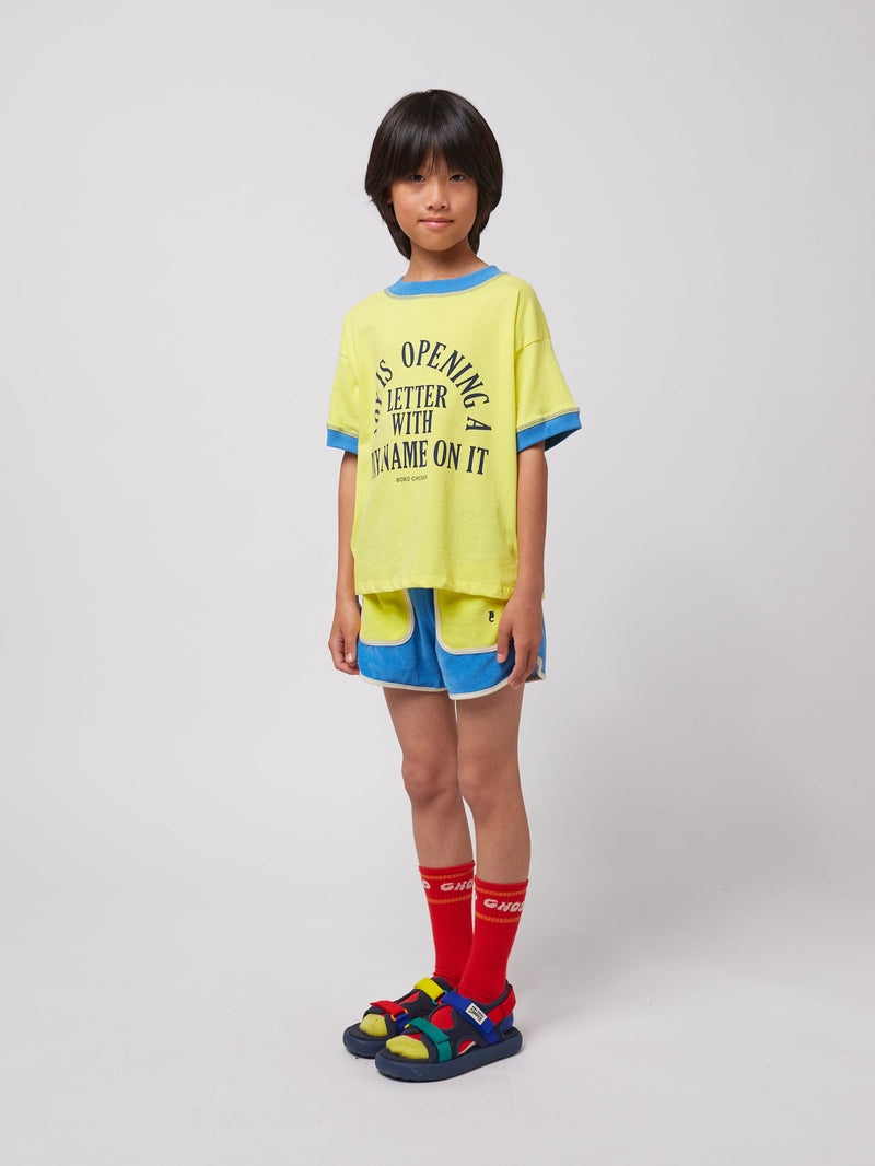 Bobo Choses Blue Color Block Terry Cloth Shorts