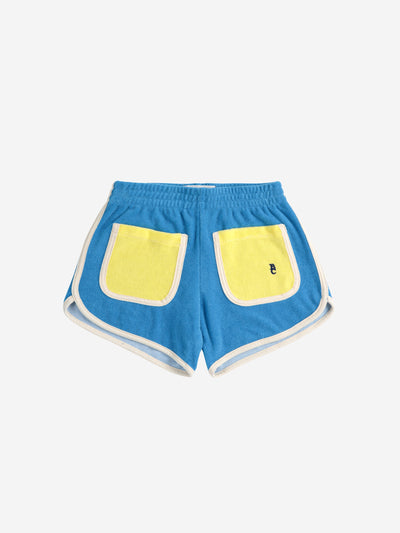 Bobo Choses Blue Color Block Terry Cloth Shorts