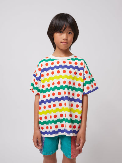 Bobo Choses Geometric All Over Waffle T-shirt Offwhite