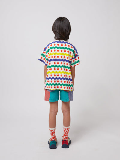 Bobo Choses Geometric All Over Waffle T-shirt Offwhite