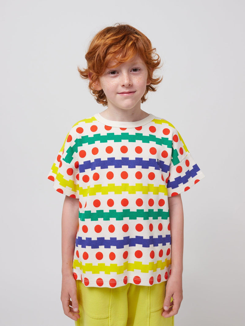 Bobo Choses Geometric All Over Waffle T-shirt Offwhite