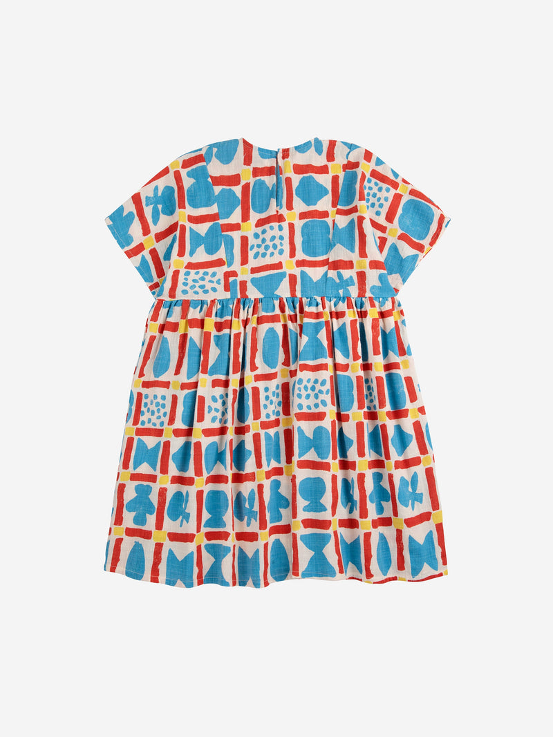 Bobo Choses Geometric Game All Over Woven Dress Offwhite