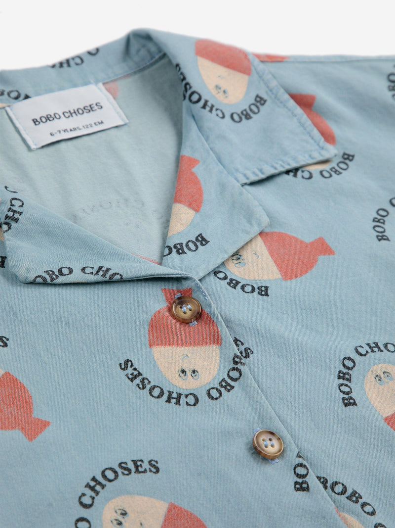 Bobo Choses Morning Egg All Over Light Denim Shirt