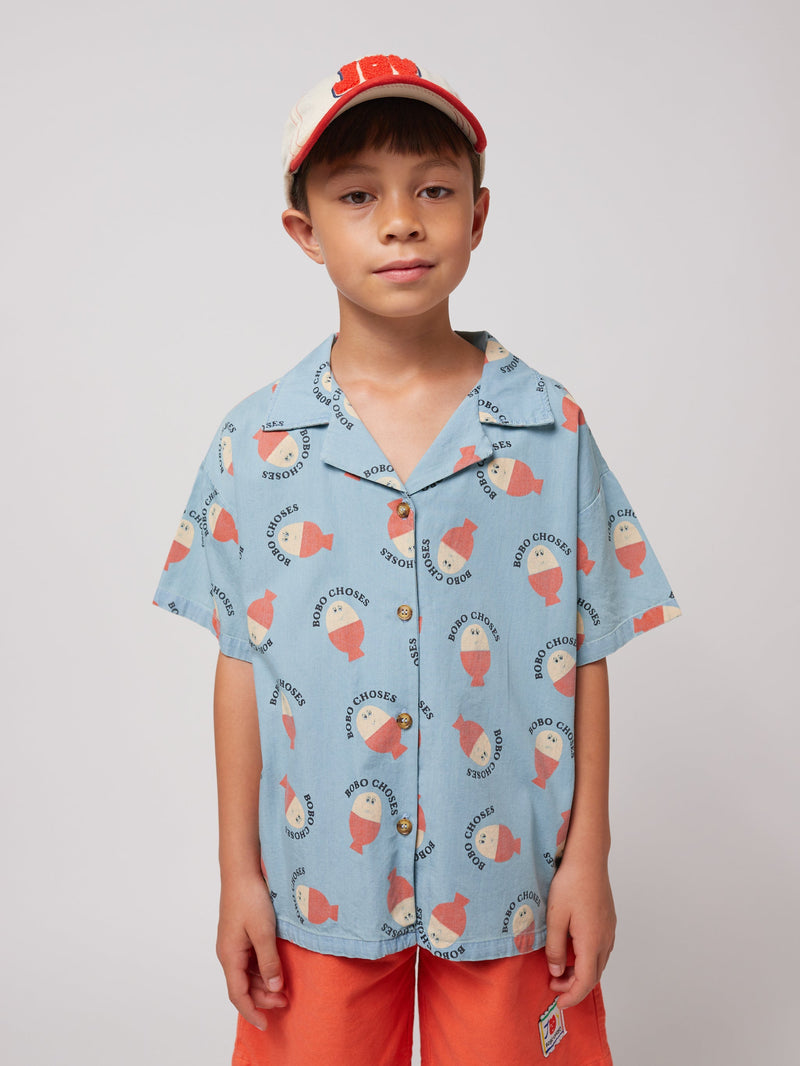 Bobo Choses Morning Egg All Over Light Denim Shirt