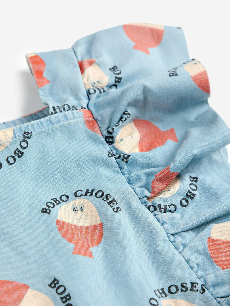 Bobo Choses Morning Egg All Over Ruffle Dress Light Blue