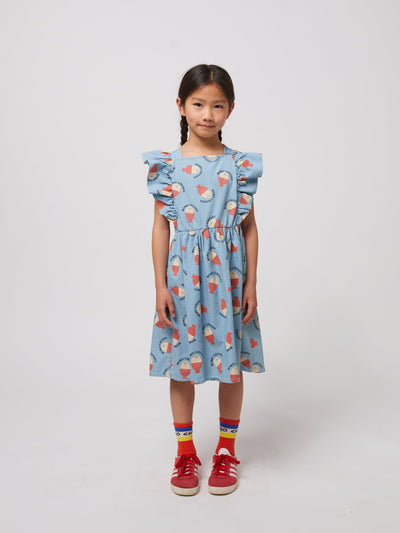 Bobo Choses Morning Egg All Over Ruffle Dress Light Blue