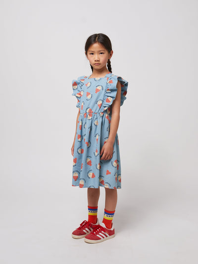 Bobo Choses Morning Egg All Over Ruffle Dress Light Blue