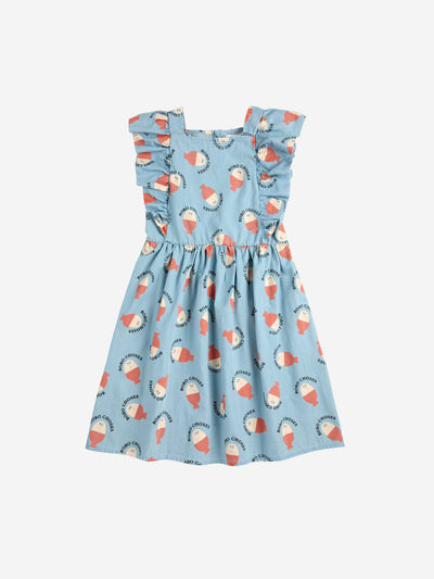 Bobo Choses Morning Egg All Over Ruffle Dress Light Blue