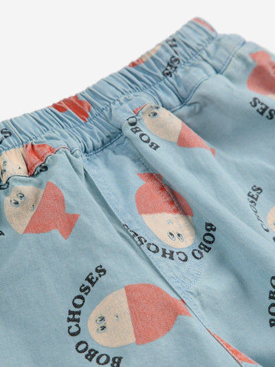 Bobo Choses Morning Egg All Over Woven Bermuda Shorts Light Blue