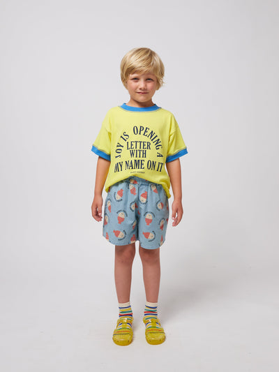 Bobo Choses Morning Egg All Over Woven Bermuda Shorts Light Blue