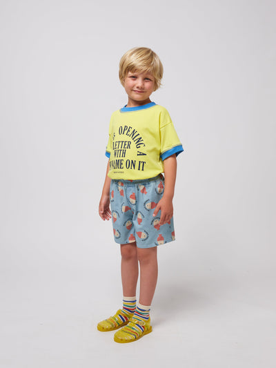 Bobo Choses Morning Egg All Over Woven Bermuda Shorts Light Blue