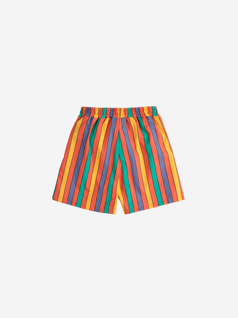 Bobo Choses Multicolor Stripes Swim Board Shorts Red